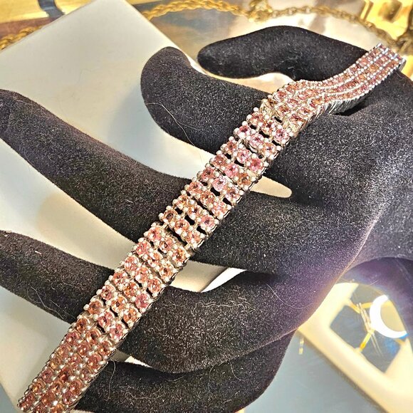 Sterling Silver , 925, Pink Tourmaline Bracelet, Certificate of Authenticity